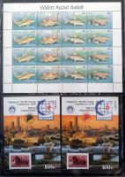 157 db modern blokk, kisív, teljes ív, jobbakkal, házi készítésű albumban