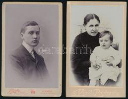cca 1885-1905 A csáfordi és potyondi Pottyondy család tagjai: Pottyondy Gézáné, szül. szentgyörgyvölgyi Csupor Gizella (1855-1929) és fia, Pottyondy Géza (1885-1941), 2 db vizitkártya, a hátoldalon feliratozva, 10,5x6,5 cm