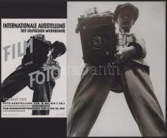 cca 1928 Willi Ruge (1892-1961) német fotóművész felvétele (Önarckép földigiliszta perspektívából), ez a kép illusztrálta az új látásmódot hirdető modern fotográfusok fotókiállításának plakátját 1929-ben Stuttgartban, 2 db modern nagyítás, jelzés nélkül, 21x15 cm és 15x10 cm