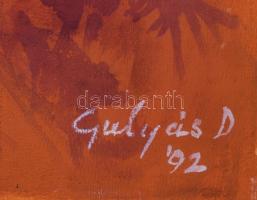 Gulyás Dénes (1927-2003): Csokor, 1992. Olaj, farost, jelzett. Hátoldalán autográf felirattal. Dekor...