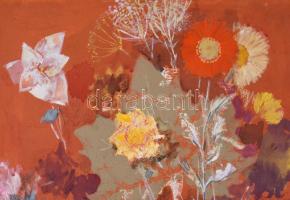 Gulyás Dénes (1927-2003): Csokor, 1992. Olaj, farost, jelzett. Hátoldalán autográf felirattal. Dekor...