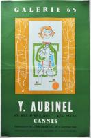 1959-60 Galerie 65 Cannes. Y. Aubinel. Francia kiállítási plakát, papír. Hajtásnyomokkal. Lapszéli egészen apró szakadással. 61×43 cm