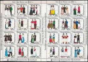 NSZK Schleswig-Holstein Népviseletek 24 különféle levélzáró teljes ívben, fogazási rendellenességgel