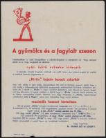 1935 Dr. Egger Leó és Egger I. ,,Hírös" cukorka reklám, kis lapszéli sérüléssel, 29,5x22,5 cm