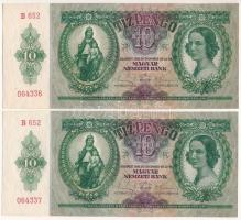 1936. 10P (2x) sorszámkövetők "B 652 064336 - B 652 064337" T:XF Adamo P9