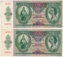 1936. 10P (2x) sorszámkövetők "B 652 064339 - B 652 064340" T:XF Adamo P9