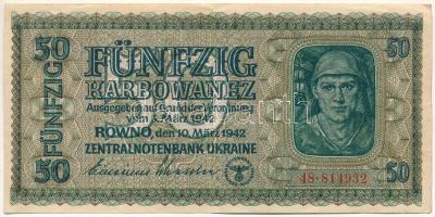 Ukrajna / Német megszállás 1942. 50K "48 814932" T:VF Ukraine / German occupation 1942. 50 Karbowanez "48 814932" C:VF Krause 54.