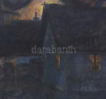 Miklósi-Mutschenbacher Ödön (1881-1942): Esti fények, 1938. Pasztell, papír, jelzett. Üvegezett, dek...