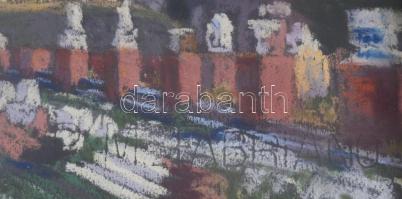 Olvashatatlan jelzéssel: Római antik romok. Pasztell, papír, jelzett. Üvegezett, dekoratív fakeretbe...