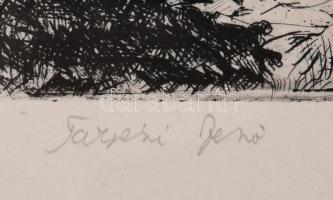 Tarjáni Simkovits Jenő (1895-1995): Igali szérűskert. Rézkarc, papír, jelzett. Üvegezett fakeretben....