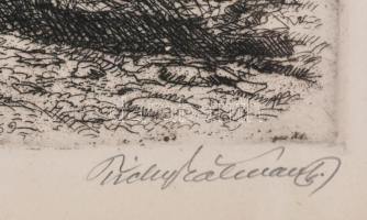 Tichy Kálmán (1888-1968): Faluhídja a Vár alatt (Krasznahorka Kraszna-horka büszke vára). Rézkarc, p...