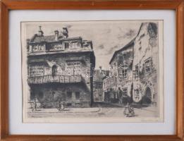 Tichy Kálmán (1888-1968): Anna utca a Várban. Rézkarc, papír, jelzett, üvegezett fakeretben. 24x31 cm.