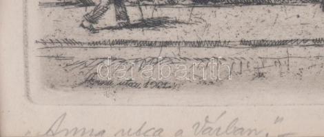 Tichy Kálmán (1888-1968): Anna utca a Várban. Rézkarc, papír, jelzett, üvegezett fakeretben. 24x31 c...