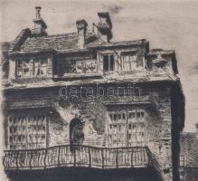 Tichy Kálmán (1888-1968): Anna utca a Várban. Rézkarc, papír, jelzett, üvegezett fakeretben. 24x31 c...