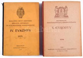 Budapesti építőmesterek kőmíves-, kőfaragó- és ács mesterek ipartestülete évkönyve 1908 . IV: Évkönyv + Budapesti Építőmesterek Ipartestülete évkönyv V. évkönyv. 1934.