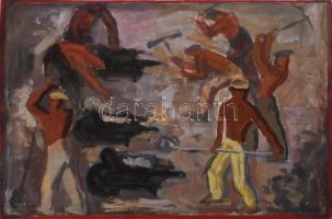 Gács Sándor (XX. sz. közepe): Útépítők, 1948. Tempera, papír, jelezve jobba lent, 31×45 cm