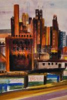 Jelzés nélkül (XX. sz. első fele-közepe): Nagyváros. Akvarell, papír, lapszéli kisebb szakadással, 3...