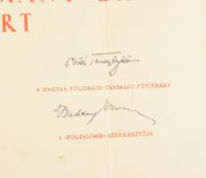 1938 Bp., a Magyar Földrajzi Társaság támogatást köszönő oklevele, Cholnoky Jenő, Temesy Győző, Kéz ...