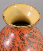Tófej mázas kerámia váza. Kézzel festett, jelzett, hibátlan 27 cm