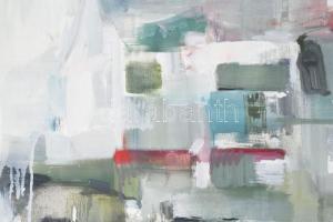 Balló Andrea: (-): Falu. Olaj, vászon Jelzett. Hátoldalán címkén feliratozott. 50x70 cm