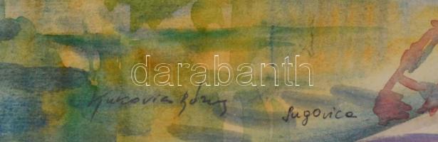 Kukovics Rózsa (1942-): Sugovics, Baja. Akavarell, papír. Jelzett. 37x51 cm