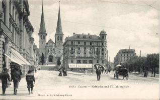 Lucerne with Hotel National and the Schweizer silk shop