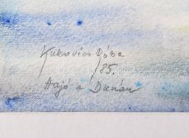 Kukovics Rózsa (1942-): Hajó a Dunán, 1985. Akvarell, papír. Jelzett. Paszpartuban. 34x49,5 cm