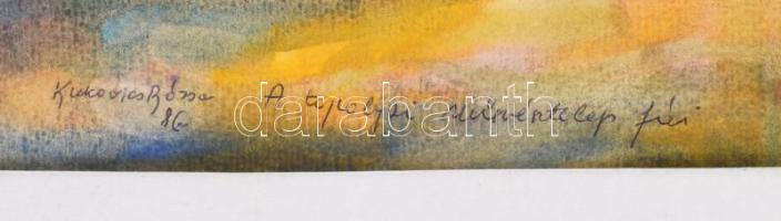 Kukovics Rózsa (1942-): A topolyai művésztelep fái, 1980-as évek. Akvarell, papír. Jelzett. Paszpart...