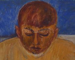 Bakányi Gyula (1955-): Iskolás fiú, tempera, karton, jelzett, 39,5×50 cm