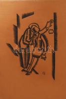 Molnár C. Pál jelzéssel: Szerelmesek. Ceruza, papír. 50x32,5 cm