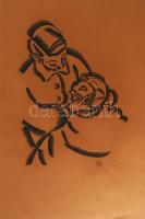 Molnár C. Pál jelzéssel: Borotválkozás. Ceruza, papír. 50x32,5 cm