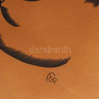 Molnár C. Pál jelzéssel: Borotválkozás. Ceruza, papír. 50x32,5 cm