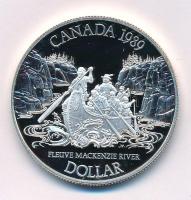 Kanada 1989. 1$ Ag "MacKenzie folyó" kapszulában T:PP Canada 1989. 1 Dollar Ag "MacKenzie River" in capsule C:PP Krause KM#168