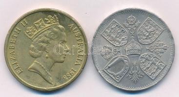 Nagy-Britannia 1953. 5Sh Cu-Ni "II. Erzsébet megkoronázása" + Ausztrália 1988. 5D Al-Br "II. Erzsébet / Parlament" T:XF Great Britain 1953. 5 Shillings Cu-Ni "Coronation of Elizabeth II" + Australia 1988. 5 Dollars Al-Br "Elizabeth II / Parliament House" C:XF Krause KM#894, KM#102