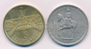 Nagy-Britannia 1953. 5Sh Cu-Ni "II. Erzsébet megkoronázása" + Ausztrália 1988. 5D Al-Br &q...