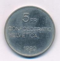 Svájc 1990B 5Fr Cu-Ni "Gottfried Keller" T:AU,XF Switzerland 1990B 5 Francs Cu-Ni "Gottfied Keller" C:AU,XF Krause KM#69