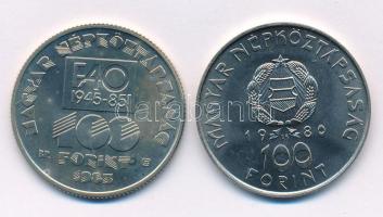 1980. 100Ft Ni "Szovjet-magyar közös űrrepülés" + 1985. 100Ft Cu-Ni "FAO" T:UNC,AU Adamo EM61, EM91