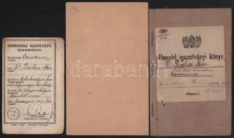 1917 Fischer Mór ezredorvos részére szóló fényképes azonossági igazolvány. + Honvéd igazolványi köny...