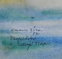 Kukovics Rózsa (1942-): Tiszaföldvár, a csillogó Tisza, 1982. Akvarell, papír. Jelzett. Lap széle sé...