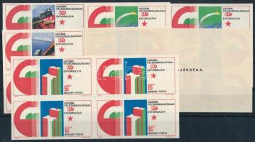1975 Felszabadulás sor vágott 4-es tömbökben "A MAGYAR POSTA AJÁNDÉKA" hátoldali felirattal (30.000)