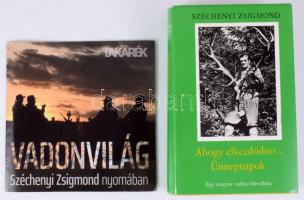 Széchenyi Zsigmond 2 kötete: Ahogy elkezdődött... Ünnepnapok. Egy magyar vadász hitvallása. Bp., 1978, Szépirodalmi Könyvkiadó. Kiadói egészvászon-kötés, kiadói papír védőborítóban. + Vadonvilág. Széchenyi Zsigmond nyomában