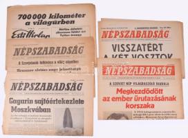 1961 5 db történelmi jelentőségű űrutazásról tudósító újság