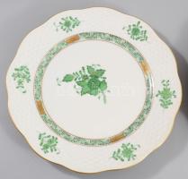 2 db Herendi Apponyi mintás porcelán süteményes tányér. Kézzel festett, jelzett, hibátlan. d: 19 cm
