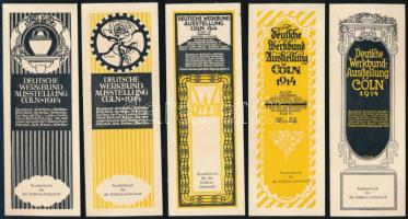 1914 Deutsche Werkbund Ausstellung 5 db kiállítási könyvjelző / bookmarks