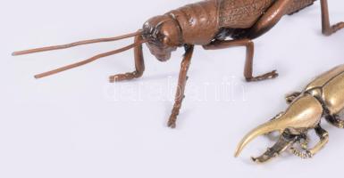 2 db részletgazdag réz bogár figura 7 cm, 14 cm