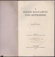 Banner János. A békési magyarság népi építkezése. Bp., 1910, Hornyánszky-ny., 23+[1] p. Fekete-fehér...