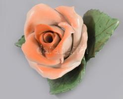 Herendi rózsa és váza Kézzel festett, jelzett , a rózsán lepattanások 9, 7 cm