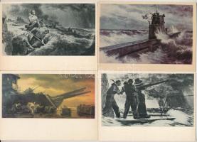 14 db MODERN szovjet 1941-45 közötti háborús historizáló művészlap / 14 modern Soviet military art postcards
