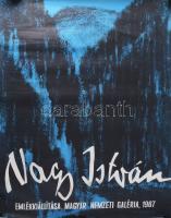 1967 Nagy István emlékkiállítása, Magyar Nemzeti Galéria. Plakát, ofszet, papír. Offset Nyomda. Feltekerve. Ázásnyomokkal. Lapszéli szakadásokkal. Gyűrődésekkel. 81×56,5 cm
