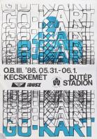 1986 Go-kart O.B. III., Kecskemét, Dutép Stadion. Autósport plakát, papír. Hajtásnyommal. 44,5×31 cm